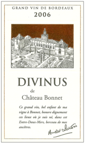 étiquette Divinus de château Bonnet rouge 2006